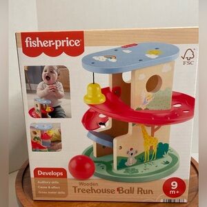 Fisher-Price Wooden Treehouse Ball Run Baby Toy for Developmental Play Toddler